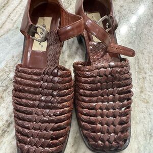 Mezlan Dark Brown Woven Leather Sandals